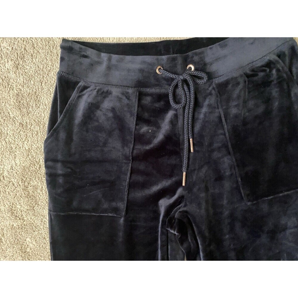 Green Tea High Rise Pants Black Y2K Velour Luxe Stretch Pants Women’s Size L - Picture 3 of 12